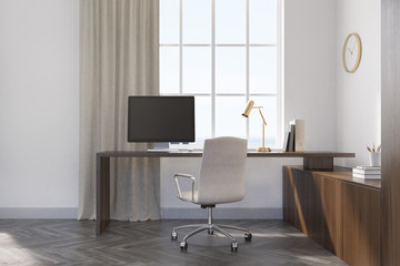 White home office interior