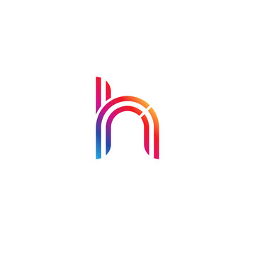 recommend clip art: Initial lowercase letter rh, hr, linked outline rounded logo, colorful vibrant gradient color