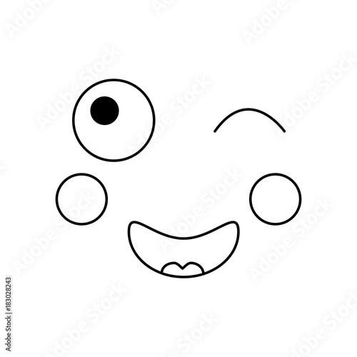 Wink Happy Face Emoji Icon Image Vector Illustration Design Stock