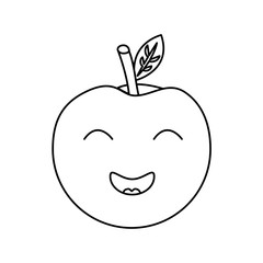 kawaii cute apple funny fruit vector illustration