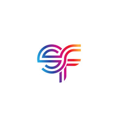 Initial lowercase letter sf, linked outline rounded logo, colorful vibrant gradient color