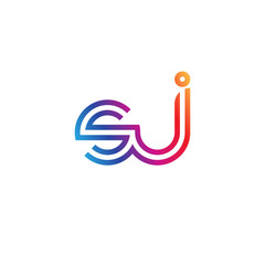 Obraz premium Initial lowercase letter sj, linked outline rounded logo, colorful vibrant gradient color