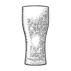 Empty glass beer. Vector engraving black vintage