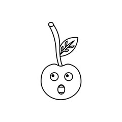 kawaii cherry cartoon fruit facial expression vector illustration