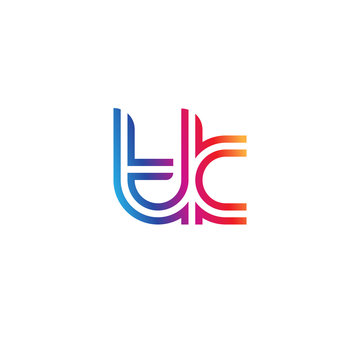 Initial lowercase letter tk, linked outline rounded logo, colorful vibrant gradient color