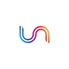 Initial lowercase letter un, linked outline rounded logo, colorful vibrant gradient color © ariefpro