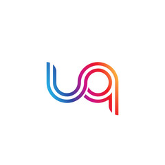 Initial lowercase letter uq, linked outline rounded logo, colorful vibrant gradient color