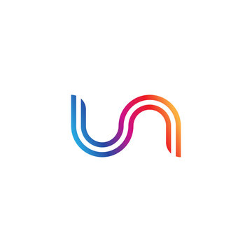 recommend clip art: Initial lowercase letter un, linked outline rounded logo, colorful vibrant gradient color