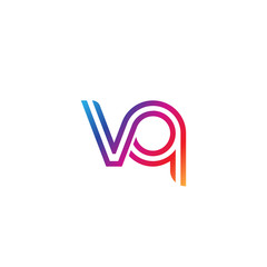 Initial lowercase letter vq, linked outline rounded logo, colorful vibrant gradient color