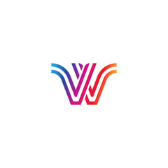 Initial lowercase letter vv, linked outline rounded logo, colorful vibrant gradient color