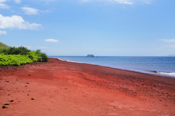 Red sand beach on Rabida Island, Galapagos National Park, Ecuador