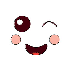kawaii face expression facial gesture cartoon vector illustration