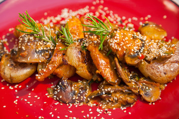 Chicken filets in sauce with potatoes