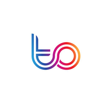 Initial lowercase letter to, linked outline rounded logo, colorful vibrant gradient color