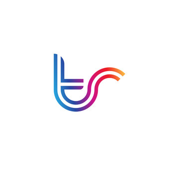Initial lowercase letter tr, linked outline rounded logo, colorful vibrant gradient color