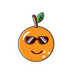 kawaii cartoon orange fruit funny character vector illustration