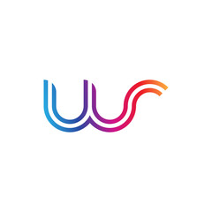 Naklejka premium Initial lowercase letter wr, linked outline rounded logo, colorful vibrant gradient color