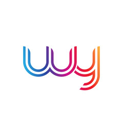 Fototapeta premium Initial lowercase letter wy, linked outline rounded logo, colorful vibrant gradient color