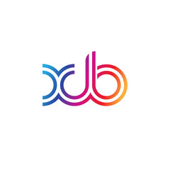 Naklejka premium Initial lowercase letter xb, linked outline rounded logo, colorful vibrant gradient color