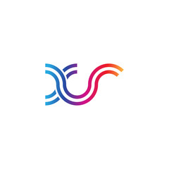 Initial lowercase letter xr, linked outline rounded logo, colorful vibrant gradient color