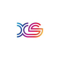 Initial lowercase letter xs, linked outline rounded logo, colorful vibrant gradient color
