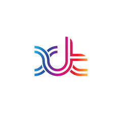 Initial lowercase letter xt, linked outline rounded logo, colorful vibrant gradient color