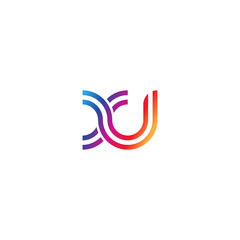 Initial lowercase letter xu, linked outline rounded logo, colorful vibrant gradient color