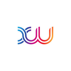 Fototapeta premium Initial lowercase letter xw, linked outline rounded logo, colorful vibrant gradient color
