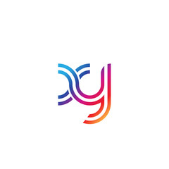 Obraz premium Initial lowercase letter xy, linked outline rounded logo, colorful vibrant gradient color