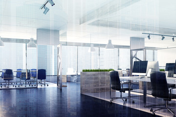 Naklejka premium Modern office and a meeting room toned