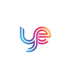 Naklejka premium Initial lowercase letter ye, linked outline rounded logo, colorful vibrant gradient color