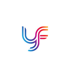 Initial lowercase letter yf, linked outline rounded logo, colorful vibrant gradient color