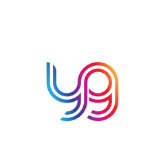 Initial lowercase letter yg, linked outline rounded logo, colorful vibrant gradient color