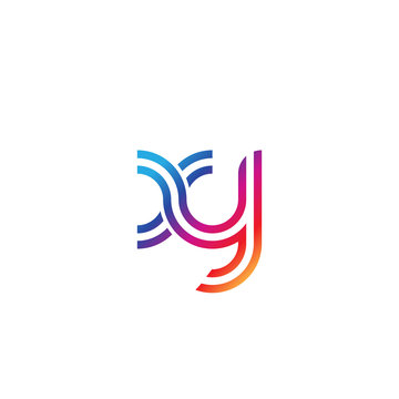 Initial lowercase letter xy, linked outline rounded logo, colorful vibrant gradient color