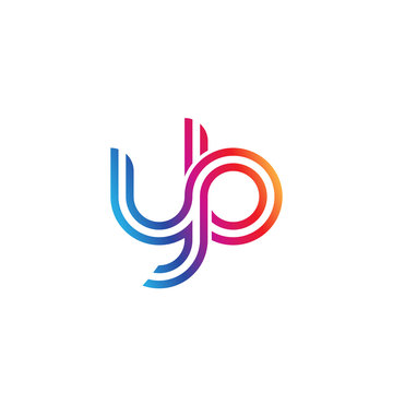recommend clip art: Initial lowercase letter yb, linked outline rounded logo, colorful vibrant gradient color