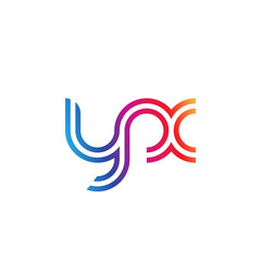 Fototapeta premium Initial lowercase letter yx, linked outline rounded logo, colorful vibrant gradient color