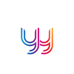 Fototapeta premium Initial lowercase letter yy, linked outline rounded logo, colorful vibrant gradient color