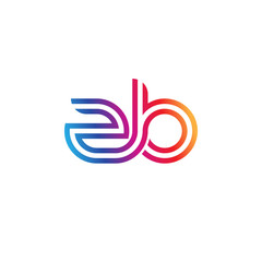 Initial lowercase letter zb, linked outline rounded logo, colorful vibrant gradient color