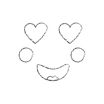heart eyes love face emoji icon image vector illustration design  sketch line