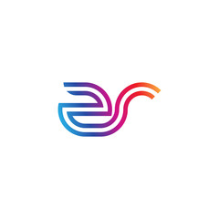 Naklejka premium Initial lowercase letter zr, linked outline rounded logo, colorful vibrant gradient color