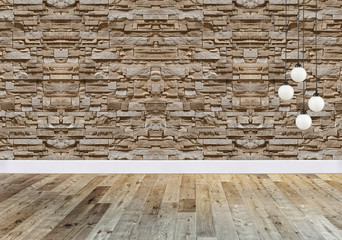 empty room interior decoration and wooden floor concept, decorative and home, office for hotel background. 3d illustration