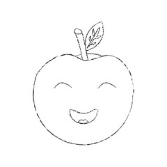 apple happy fruit kawaii icon image vector illustration design sketch line