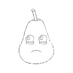 pear sad crying fruit kawaii icon image vector illustration design sketch line