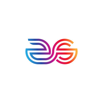 Initial lowercase letter zs, linked outline rounded logo, colorful vibrant gradient color