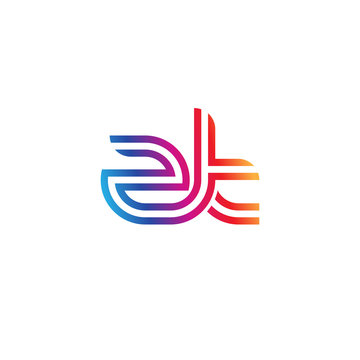 Initial lowercase letter zt, linked outline rounded logo, colorful vibrant gradient color