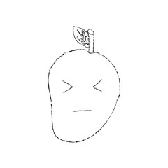 mango closed eyes fruit kawaii icon image vector illustration design  sketch line