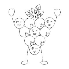 funny kawaii bunch grapes cartoon cute vector illustration