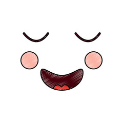 kawaii face expression facial gesture cartoon vector illustration