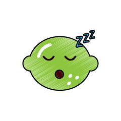 kawaii lemon citrus fruit cartoon face vector illustration