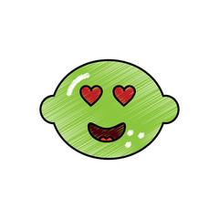 kawaii lemon citrus fruit cartoon face vector illustration